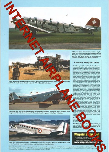 WARPAINT 81 JUNKERS Ju52 TRIMOTOR LUFTHANSA SPAIN WW2 LUFTWAFFE AAC1 SWITZERLAND - Imagen 6 de 6