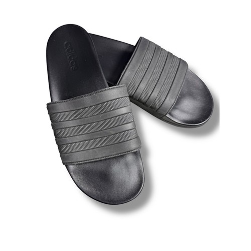 Adidas Adilette Comfort Slides Sandals Three Stripes Black Mens Size 13 - Picture 8 of 10