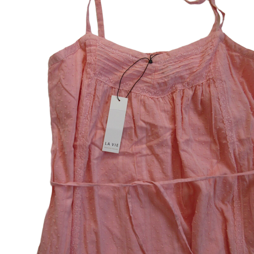 NWT La Vie Rebecca Taylor Kelsey in Blossom Pink Clip Dot Cotton Sundress L - Picture 2 of 4