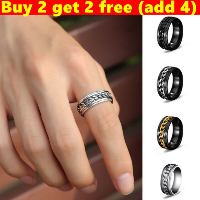 Unisex Anti-anxiety Spinner Fidget Rotating Ring AU Titanium Steel Couple Gifts Unisex Anti-anxiety Spinner Fidget Rotating Ring AU Titanium Steel Couple Gifts