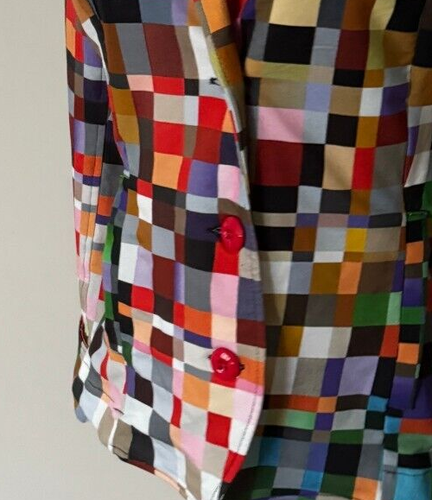 Aventures Des Toiles Square Art Blazer Jacket Womens Size 40 Multicolor - Picture 6 of 11