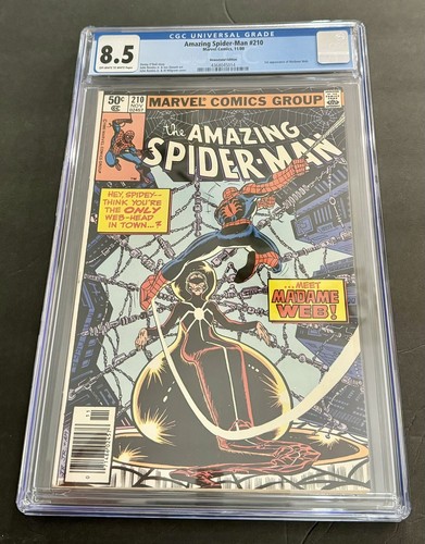 AMAZING SPIDER-MAN #210 CGC 8.5 SONY 1st APPEARANCE MADAM WEB🔑 NEWSSTAND