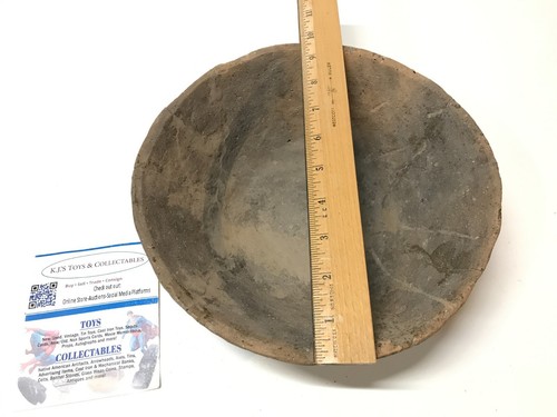 Ancient Native American Early Clay Pottery Bowl Brown Clay 10" Wide - Picture 16 of 16