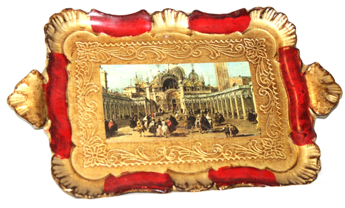 VTG Basilica Italy Piazza di San Marco Florentina Serving Tray Platter  14" X 9"