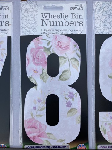 Wheelie Bin House Number Stickers ( Flowers 7in High) - Picture 10 of 11
