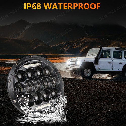 Pair 7inch 75W Round LED Headlights Halo DRL Hi/Lo Turn Signal for Mack R Truck - Picture 6 of 14