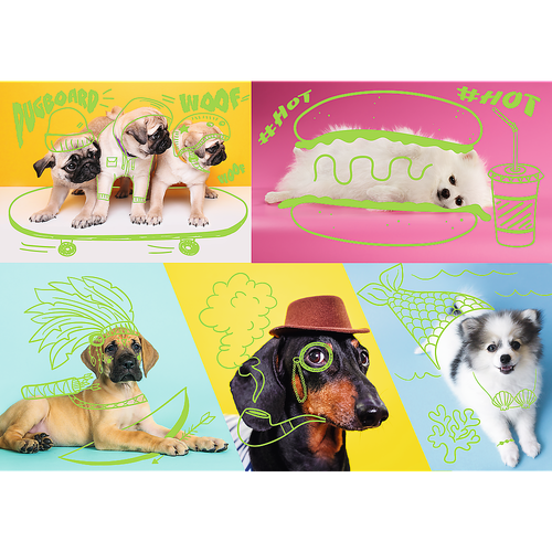 Rompecabezas Trefl 1000 piezas para adultos grande línea de color neón linda raza de perros - Imagen 2 de 2