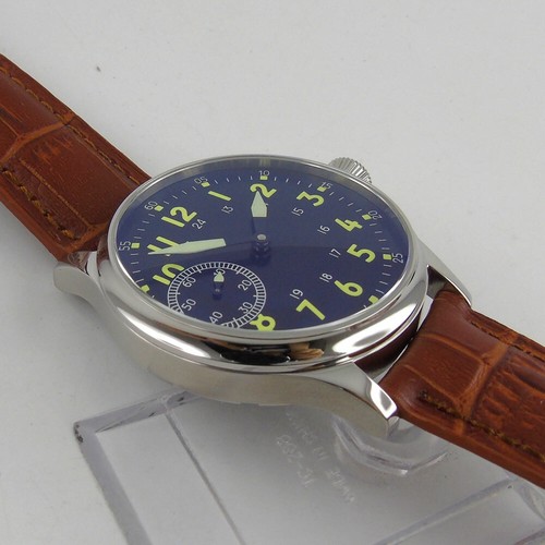 Reloj Hombre Mecánico 44mm Asia 6497 Manual Esfera Negra Luz Nocturna - Imagen 4 de 5