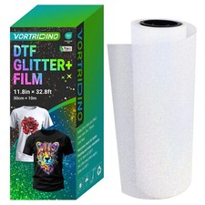 VORTRIDINO 11.8in x 32.8ft DTF Glitter Transfer Film Roll Cold Peel US Stock