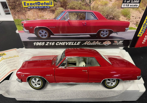 1/18 Scale, EXACT DETAIL, 1965 CHEVELLE MALIBU, Z16 IN RED, MUST READ!