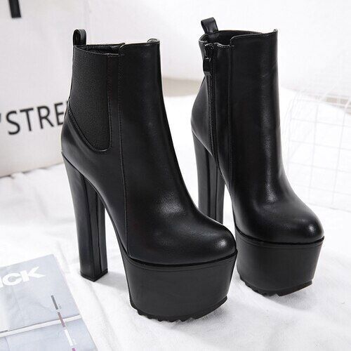 16cm High Heel Damen Stiefel Winter Stiefeletten Pfeife Plateau Clogs Absatzschuhe - Bild 21 von 21