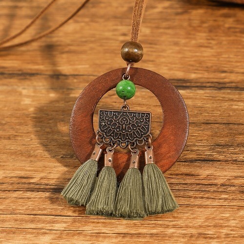 Ethnic Style Sweater Chain Originality Necklace Wooden Long Tassel Necklaces - Picture 14 of 23