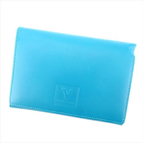 Valentino Wallet Purse V logos Blue Woman Authentic Used C3264 - Picture 1 of 7