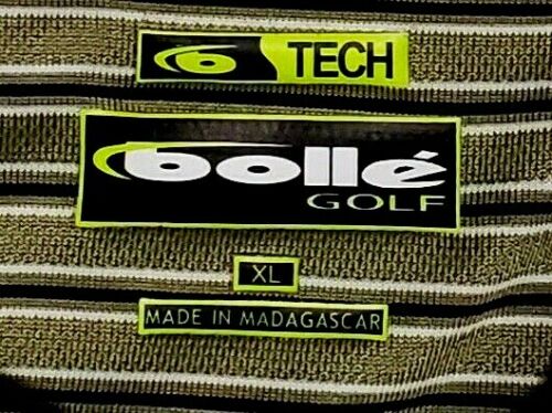 Bollé Tech Golf Mens Classic Golf Polo Size XL Olive Green Stripe - Picture 2 of 9