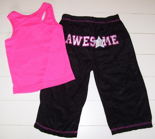 Girls Sweet N Sassy 2 Pc Pink Black AWESOME Shirt and Pants Pajamas Sz 4 or 6X - Picture 4 of 4