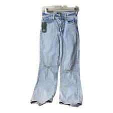 Womens WILD FABLE Highest Rise Straight Jeans Distresses Light Wash Size 0/25