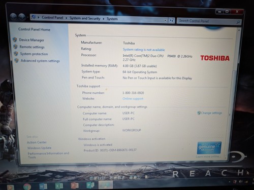 TOSHIBA E105-S1402 #2 14.1"(320GB,P8400,2.26GHz,4GB,BT)Win7&Win10 OFFICE2016 - Picture 9 of 12