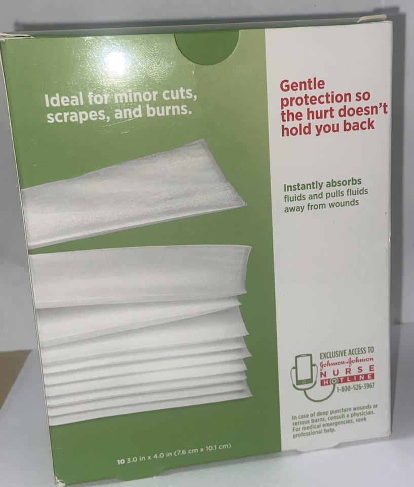 BandAid Hurt Free Non Stick Pad Highly Abosrbent 10 Non Stick Pads