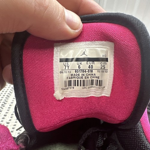 YOUTH~ Sz 7Y JORDAN 1 FLIGHT 2~2013~Black /Pink/Green (631784-018) - Picture 11 of 12