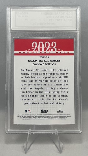 Elly De La Cruz Rookie Graded Gem Mint 10 2024 Topps Series 1 Greatest Hits RC - Picture 2 of 3