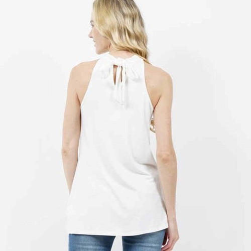 Back tie halter sleeveless top - White - M - Picture 3 of 3