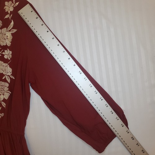 Abercrombie & Fitch Women's Cranberry Embroidered Floral Dress Size Large - Picture 8 of 11