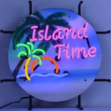 Island Time Tropical Palm Tree Wall Mount Junior Neon Sign Neonetics 17" 5SMLIT