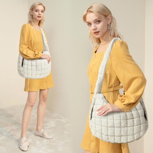 Puffer Tote Bag Large Puffy Tote Bag Quilted Tote Bag Soft Quilted Crossbody Bag - Picture 3 of 12