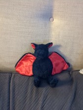 Jellycat Zappy Batty Bat Black Red Wings Zipper Plush Stuffed Animal Rare 9"