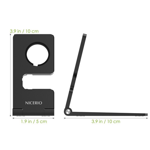Nicerio Aluminiumlegierung Ladestand Support Inhaber für Watch (schwarz) - 第 3/9 張圖片