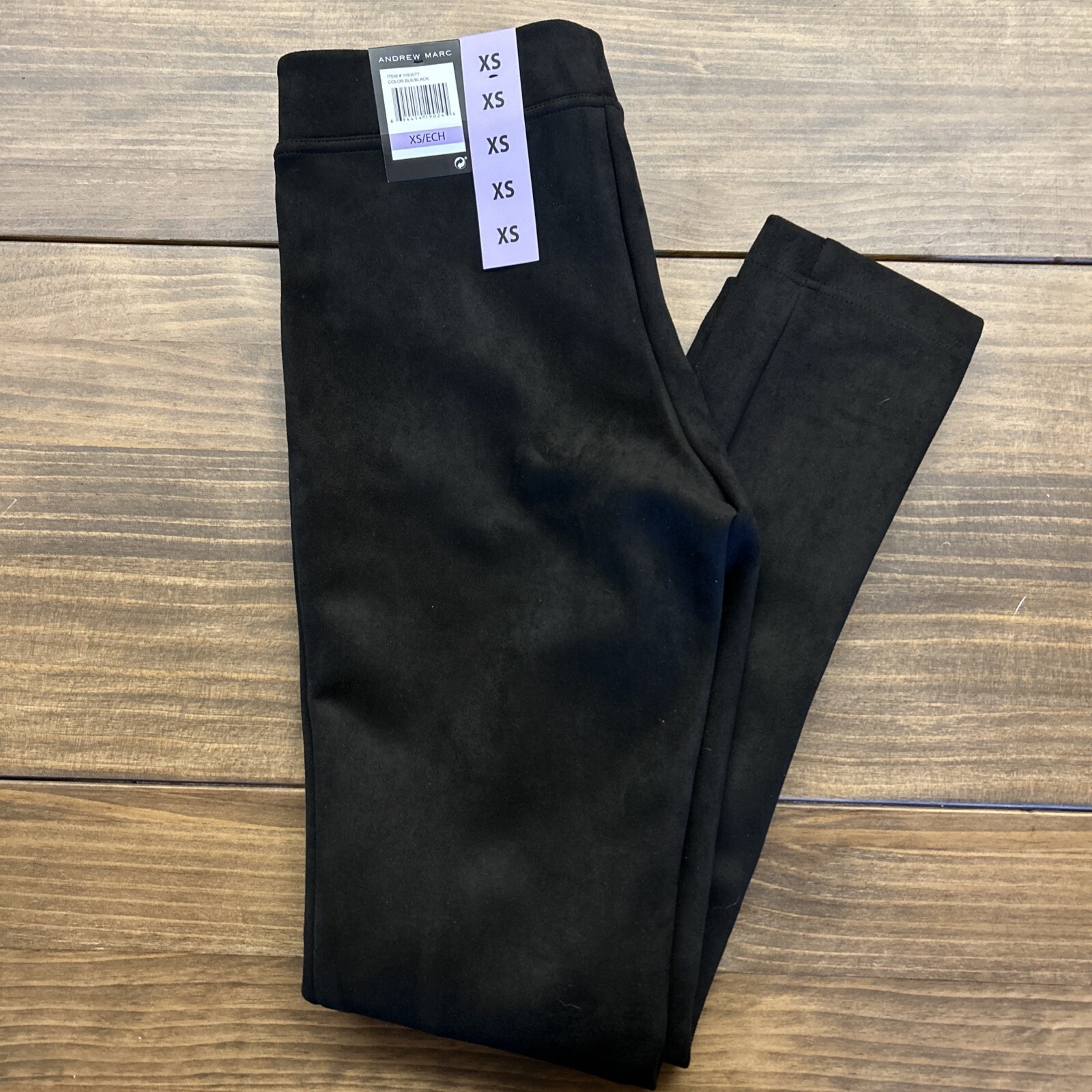 Andrew Marc Leggings Womens XS Black Super Soft Stretch Faux Suede Pull On NWT