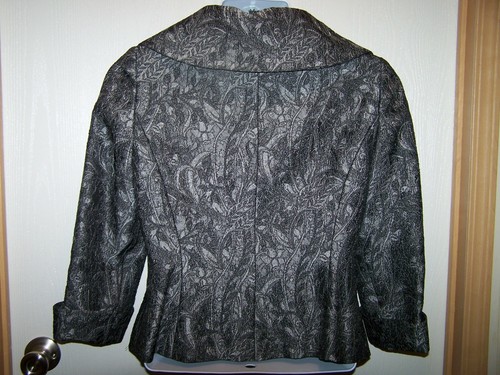 Maggie London Blazer Jacke Damen Größe 8 Grau & Silber Retro - Bild 2 von 6