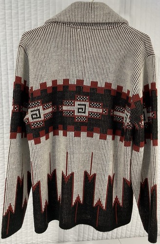 VINTAGE Dimension By Milford Sweater XL USA Made Zip Front Southwest Aztec Knit - Picture 4 of 8