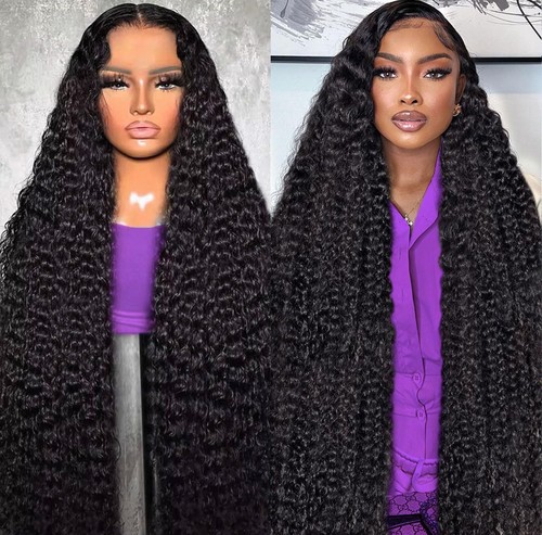 28 Inch Deep Wave Lace Front Wigs Human Hair Pre Plucked HD Transparent Lace Wig - Picture 1 of 3