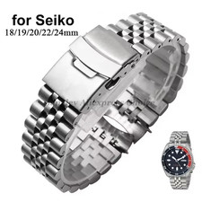 Edelstahl Uhrenarmband 18–24 mm Ersatzband Faltschließe für Seiko SKX009