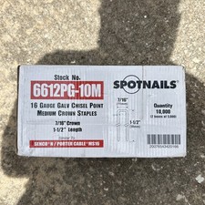 Spotnails 6612PG-10M 1-1/2-Inch Galvanized 16 Ga 7/16 Medium Crown Staples 10M
