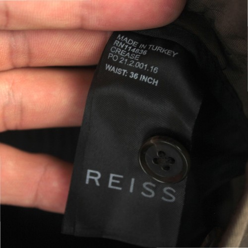 REISS Trousers Pleated Chino Dress Pants Mens 36x30 Brown 43% Linen 57% Lyocell - Bild 8 von 15