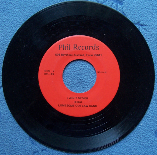 Lonesome Outlaw Band...Simon Crutchfield....Phil Records Texas  45 rpm 1970's - Picture 2 of 2