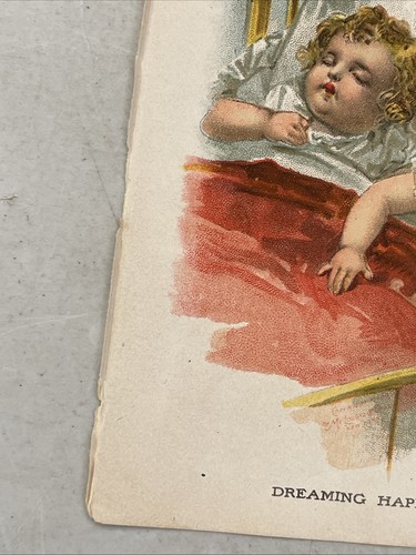 Antique 1903 Color Print Two Babies in Bed Dreaming Happy Dreams Child Decor - Picture 3 of 4