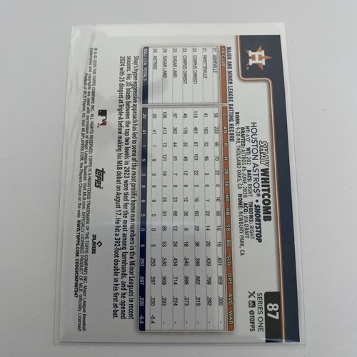 Shay Whitcomb Rookie Card (RC) 2025 Topps Baseball #87 - Houston Astros - Picture 2 of 9