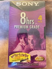 4 Pack Of Sony T-160VL Premium Grade 8 Hour Blank VHS Video Tapes, New & Sealed!
