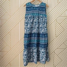 The Vermont Company Store floral paisley tiered layered cotton sleeveless dress