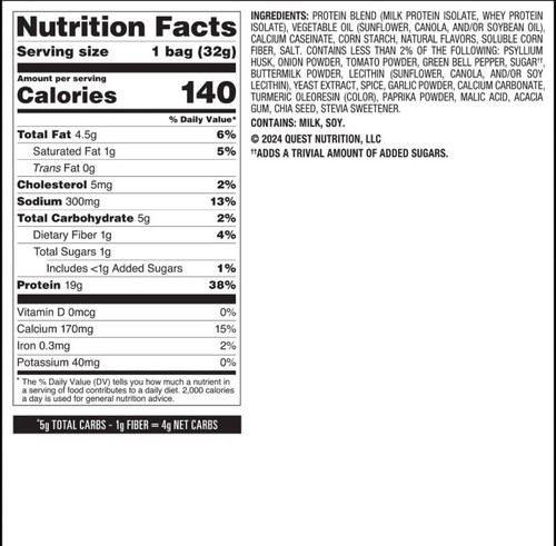 ๐ด New Quest Original Style Tortilla Protein Loaded Taco Chips 4.5oz (1 Bag) - Picture 2 of 2