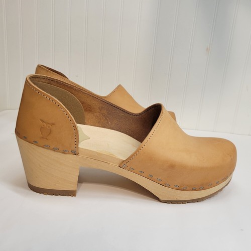 Sandgrens Brett High Closed Back Clogs Tan Leather Women's 11-11.5 EU Size 42 - Picture 4 of 12