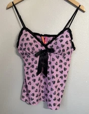 Jenni By Jennifer Moore Y2K Pink Zebra Print Hearts Camisole Womens Size Small