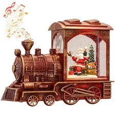 Musical Christmas Snow Globe Lantern Battery Operated with 6 Hour Timer Spinn...