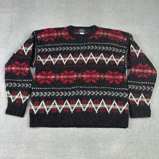 Vintage Woolrich Sweater Mens Large 100 Wool Knit Snowflake Nordic Warm READ 