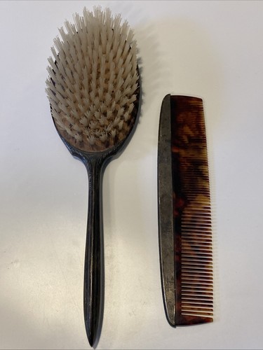 Antique Webster Sterling Silver Brush & Comb Set. Faux Tortoise Shell - Picture 2 of 14