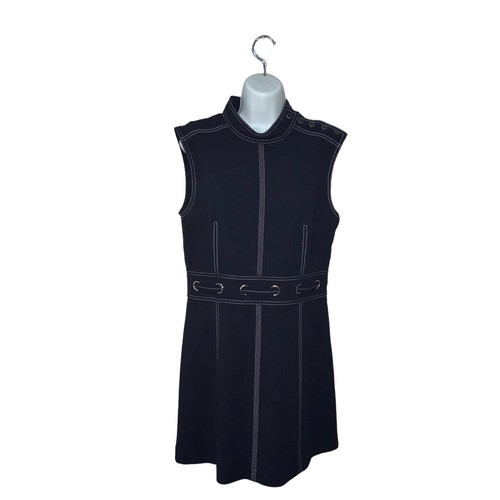Veronica Bartkleid Nico Stehkragen Knöpfe A-Linie dunkelmarine neu ohne Etikett $ 495 #1029 - Bild 5 von 9