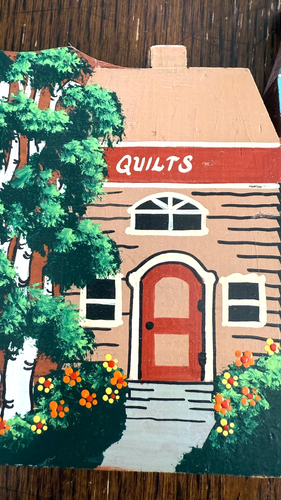 Signed Sally Dobbyn '90 Hand Painted Charming Town Wood Wall Hanging 24" x 7.25" - Picture 3 of 14
